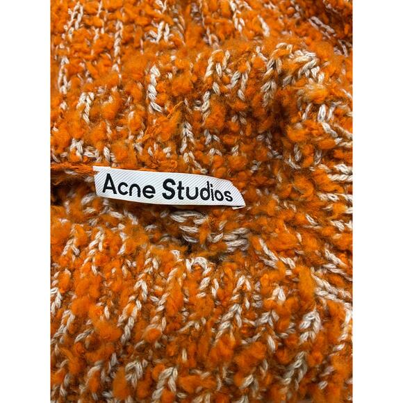 Acne Studios Orange Wool High Neck Tufted Wool Jumper Size L - Picture 3 of 4